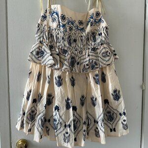Agua by Agua Bendita Blue and Cream Mini Dress